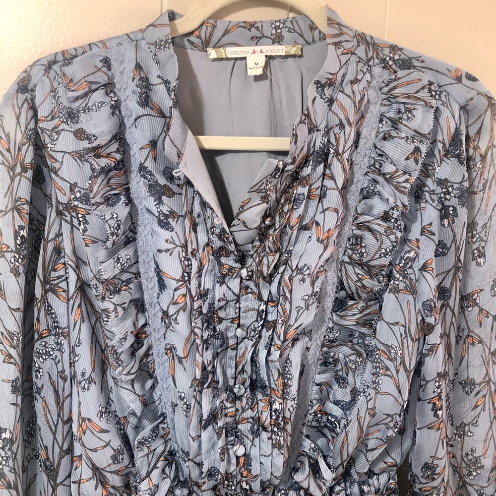 Chelsea & Violet Blue Floral Ruffle Mini Dress - Picture 4 of 5